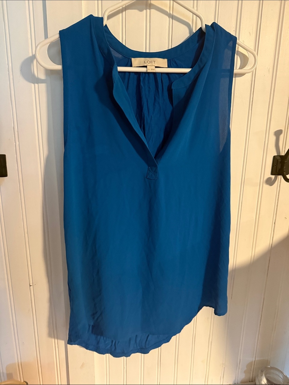 LOFT Sleeveless Split-V Neck Camisole in Cobalt Blue